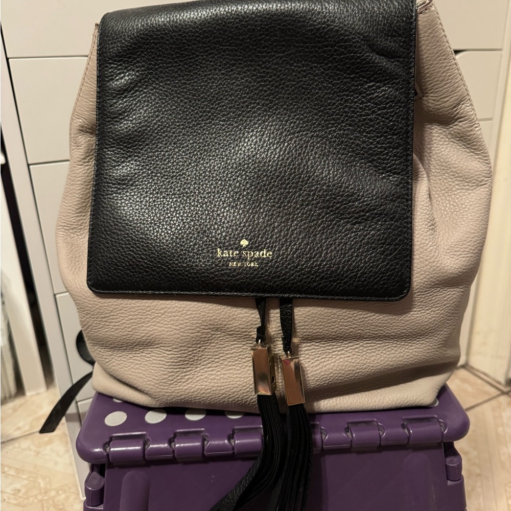 Kate Spade Black and Cream Women's Backpack